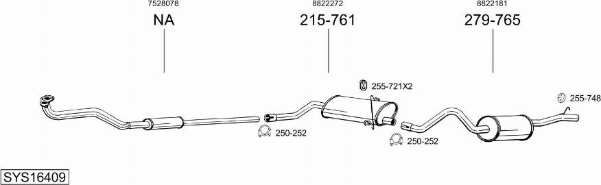 Bosal SYS16409 - Система випуску ОГ autocars.com.ua