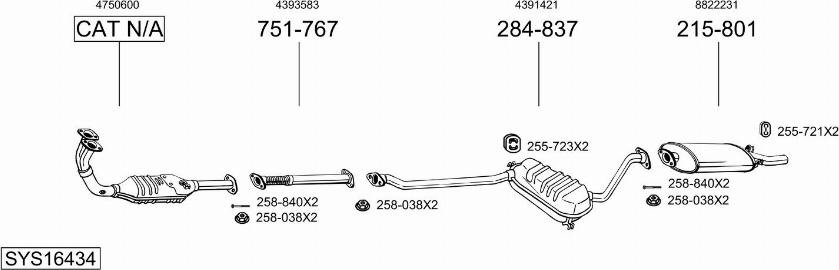 Bosal SYS16434 - Система випуску ОГ autocars.com.ua