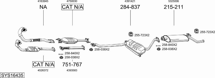 Bosal SYS16435 - Система выпуска ОГ avtokuzovplus.com.ua