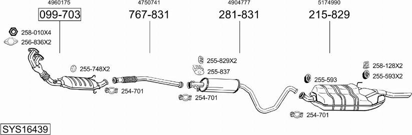 Bosal SYS16439 - Система випуску ОГ autocars.com.ua