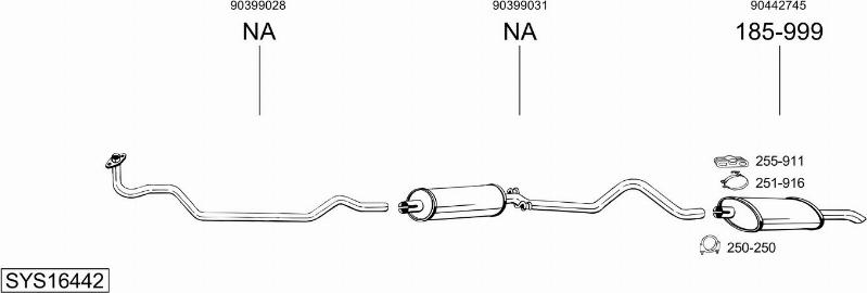 Bosal SYS16442 - Система випуску ОГ autocars.com.ua