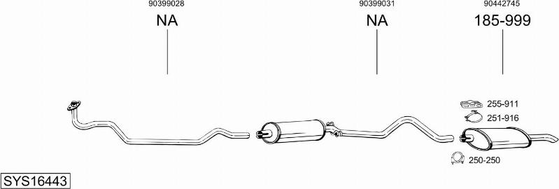 Bosal SYS16443 - Система випуску ОГ autocars.com.ua