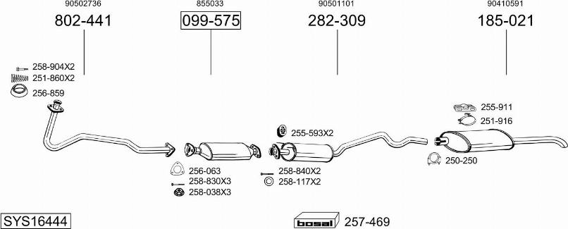 Bosal SYS16444 - Система випуску ОГ autocars.com.ua