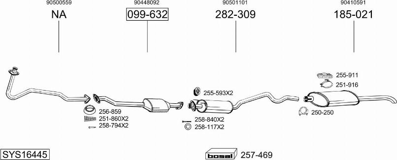 Bosal SYS16445 - Система випуску ОГ autocars.com.ua