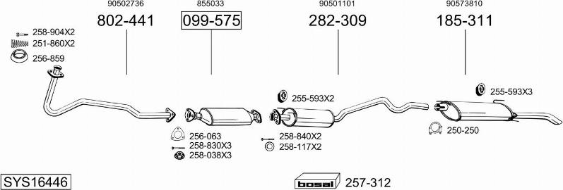 Bosal SYS16446 - Система випуску ОГ autocars.com.ua