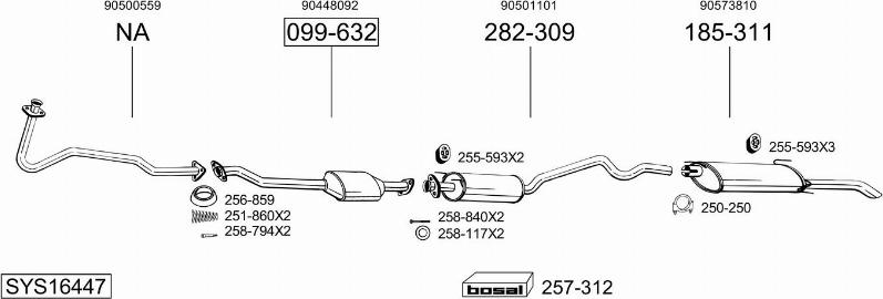 Bosal SYS16447 - Система випуску ОГ autocars.com.ua