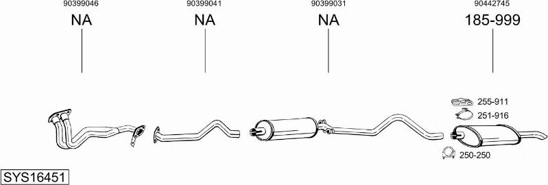 Bosal SYS16451 - Система випуску ОГ autocars.com.ua