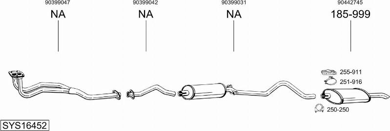 Bosal SYS16452 - Система випуску ОГ autocars.com.ua