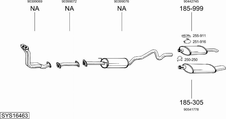 Bosal SYS16463 - Система випуску ОГ autocars.com.ua