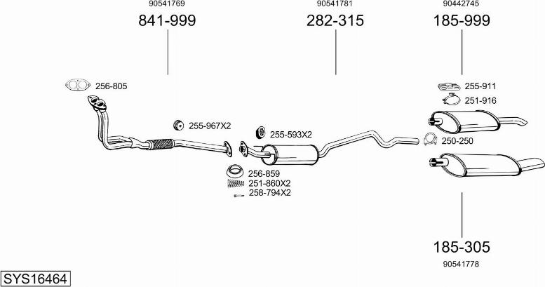 Bosal SYS16464 - Система випуску ОГ autocars.com.ua