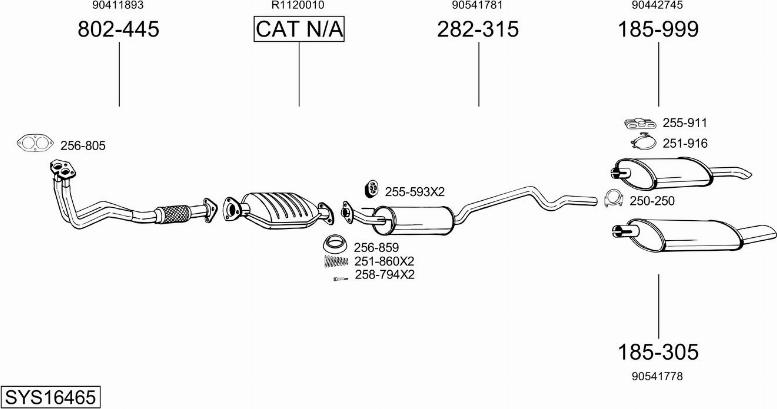 Bosal SYS16465 - Система випуску ОГ autocars.com.ua