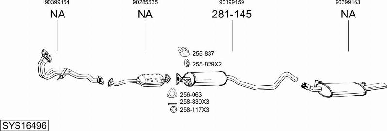 Bosal SYS16496 - Система випуску ОГ autocars.com.ua