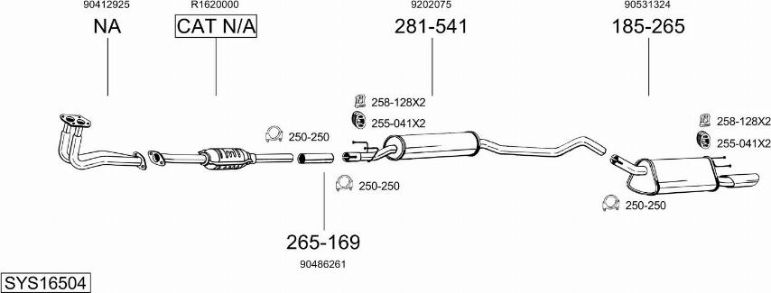 Bosal SYS16504 - Система випуску ОГ autocars.com.ua