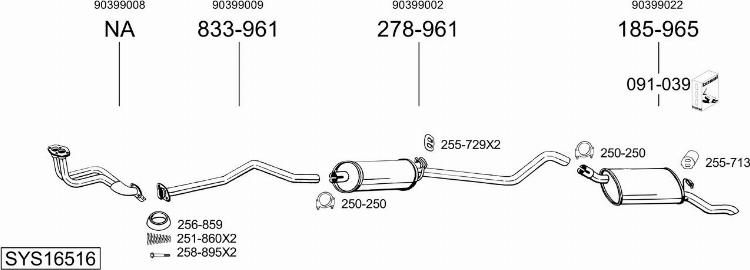 Bosal SYS16516 - Система випуску ОГ autocars.com.ua
