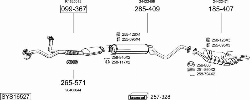 Bosal SYS16527 - Система випуску ОГ autocars.com.ua