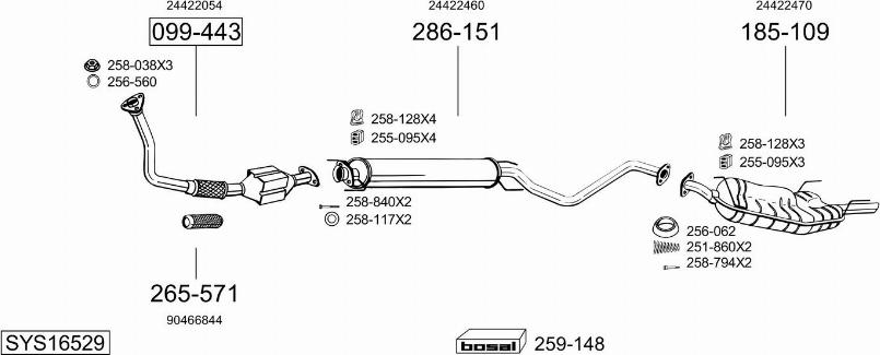 Bosal SYS16529 - Система випуску ОГ autocars.com.ua