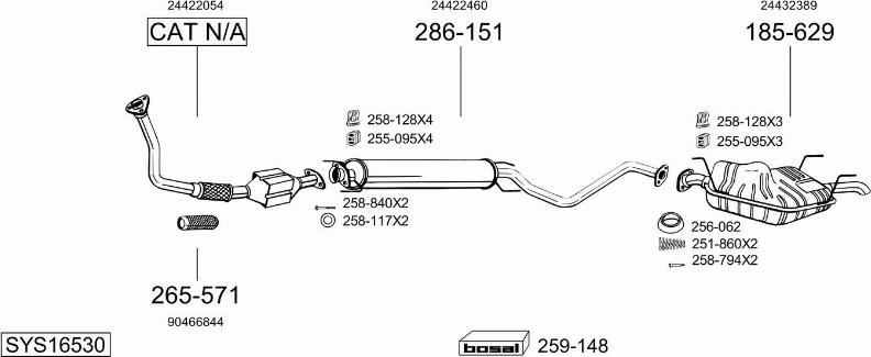 Bosal SYS16530 - Система випуску ОГ autocars.com.ua