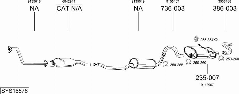 Bosal SYS16578 - Система випуску ОГ autocars.com.ua