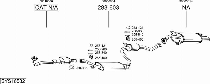 Bosal SYS16582 - Система випуску ОГ autocars.com.ua