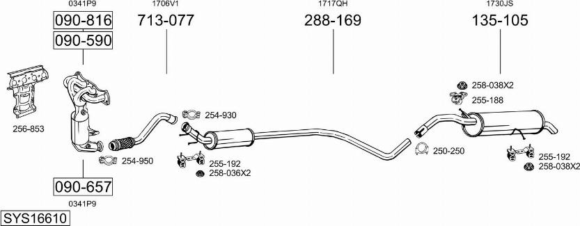 Bosal SYS16610 - Система випуску ОГ autocars.com.ua