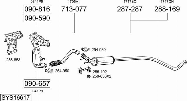 Bosal SYS16617 - Система випуску ОГ autocars.com.ua