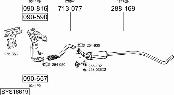 Bosal SYS16619 - Система випуску ОГ autocars.com.ua