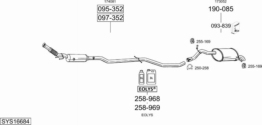 Bosal SYS16684 - Система випуску ОГ autocars.com.ua