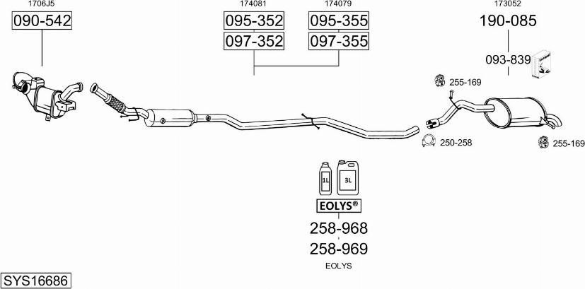 Bosal SYS16686 - Система випуску ОГ autocars.com.ua