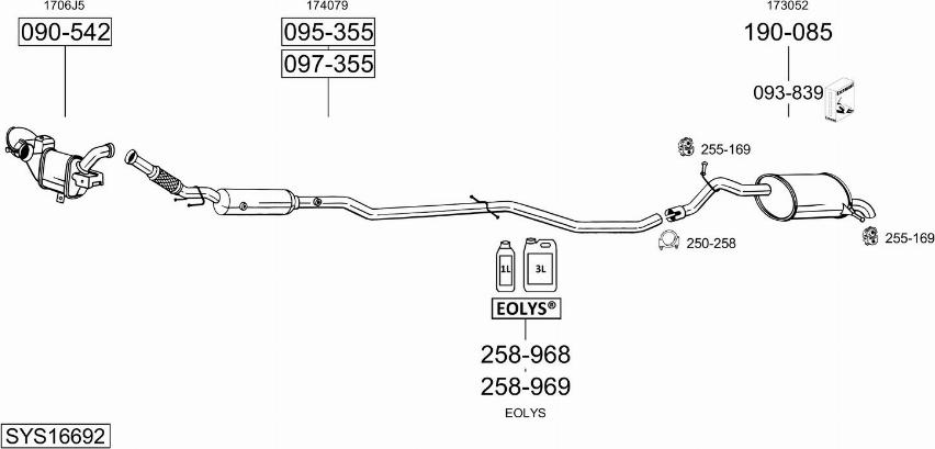 Bosal SYS16692 - Система випуску ОГ autocars.com.ua