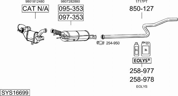 Bosal SYS16699 - Система випуску ОГ autocars.com.ua