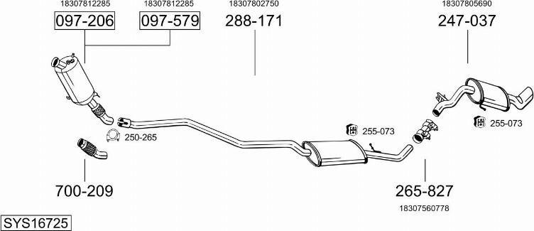 Bosal SYS16725 - Система випуску ОГ autocars.com.ua