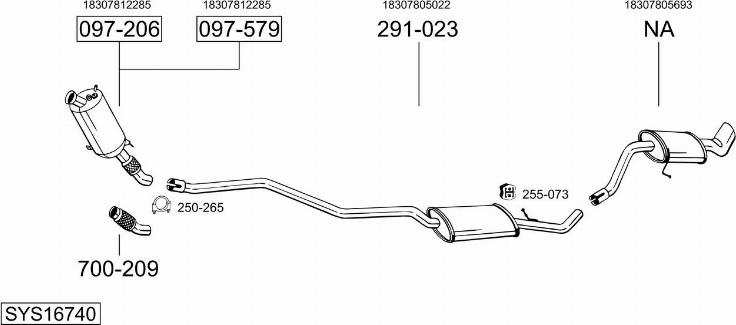 Bosal SYS16740 - Система выпуска ОГ avtokuzovplus.com.ua