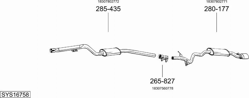 Bosal SYS16758 - Система випуску ОГ autocars.com.ua