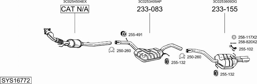 Bosal SYS16772 - Система випуску ОГ autocars.com.ua