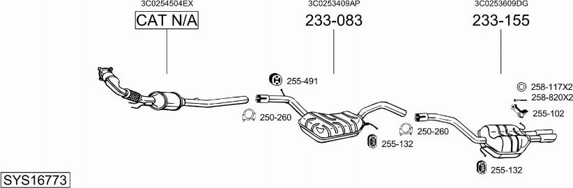 Bosal SYS16773 - Система випуску ОГ autocars.com.ua