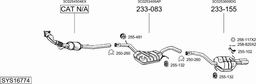 Bosal SYS16774 - Система випуску ОГ autocars.com.ua
