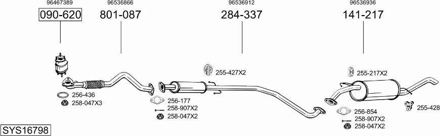 Bosal SYS16798 - Система випуску ОГ autocars.com.ua