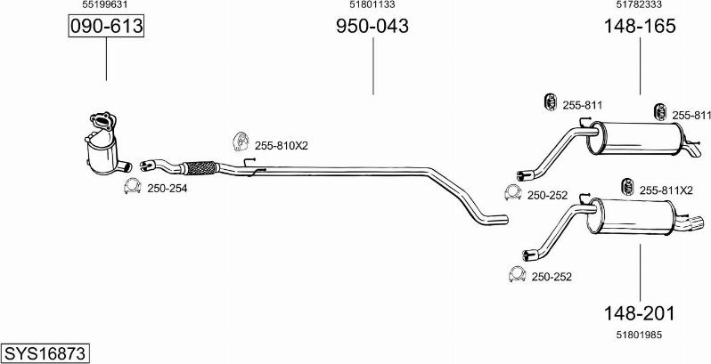 Bosal SYS16873 - Система випуску ОГ autocars.com.ua