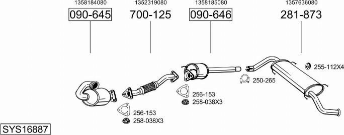 Bosal SYS16887 - Система випуску ОГ autocars.com.ua