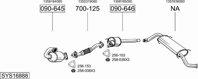 Bosal SYS16888 - Система випуску ОГ autocars.com.ua