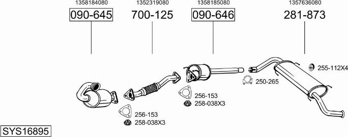 Bosal SYS16895 - Система випуску ОГ autocars.com.ua