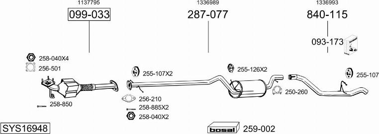 Bosal SYS16948 - Система випуску ОГ autocars.com.ua