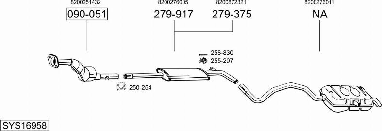 Bosal SYS16958 - Система випуску ОГ autocars.com.ua