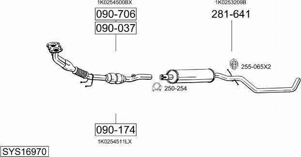 Bosal SYS16970 - Система випуску ОГ autocars.com.ua