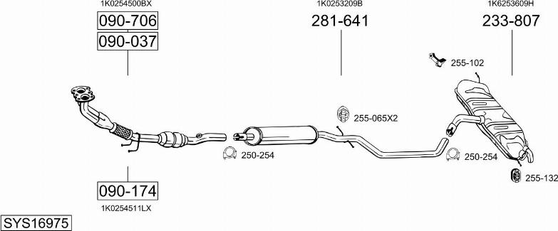 Bosal SYS16975 - Система випуску ОГ autocars.com.ua