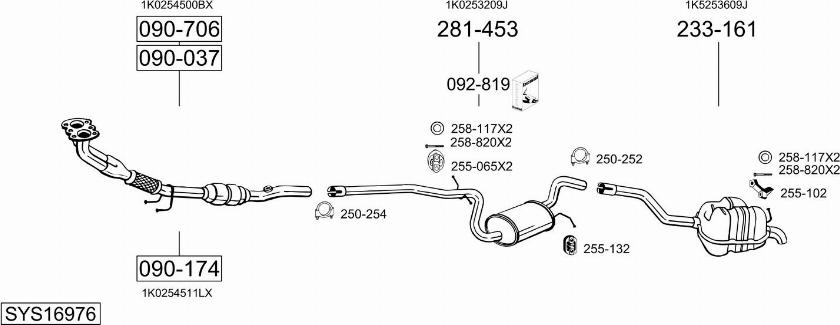 Bosal SYS16976 - Система випуску ОГ autocars.com.ua