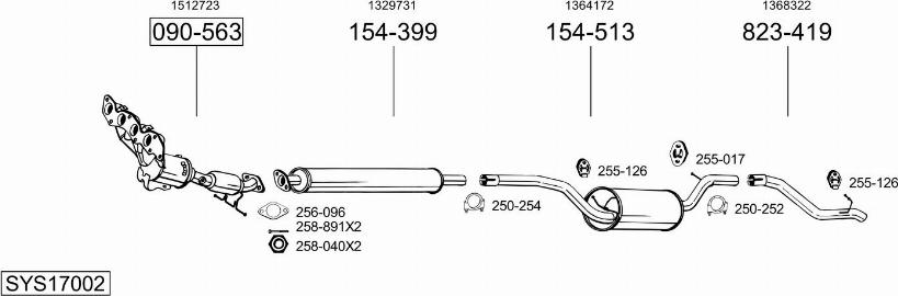 Bosal SYS17002 - Система випуску ОГ autocars.com.ua