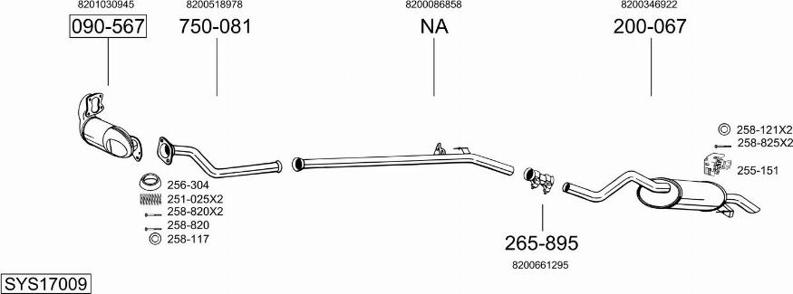 Bosal SYS17009 - Система випуску ОГ autocars.com.ua
