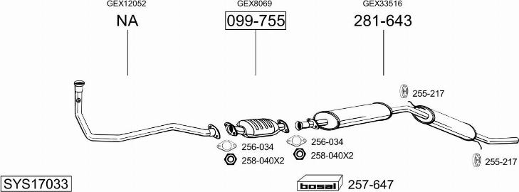 Bosal SYS17033 - Система випуску ОГ autocars.com.ua