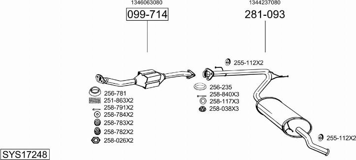 Bosal SYS17248 - Система випуску ОГ autocars.com.ua
